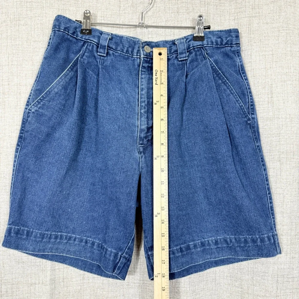 Dockers Denim Shorts Jorts Mens 34 Blue Pleated Baggy Elastic Waist Vintage